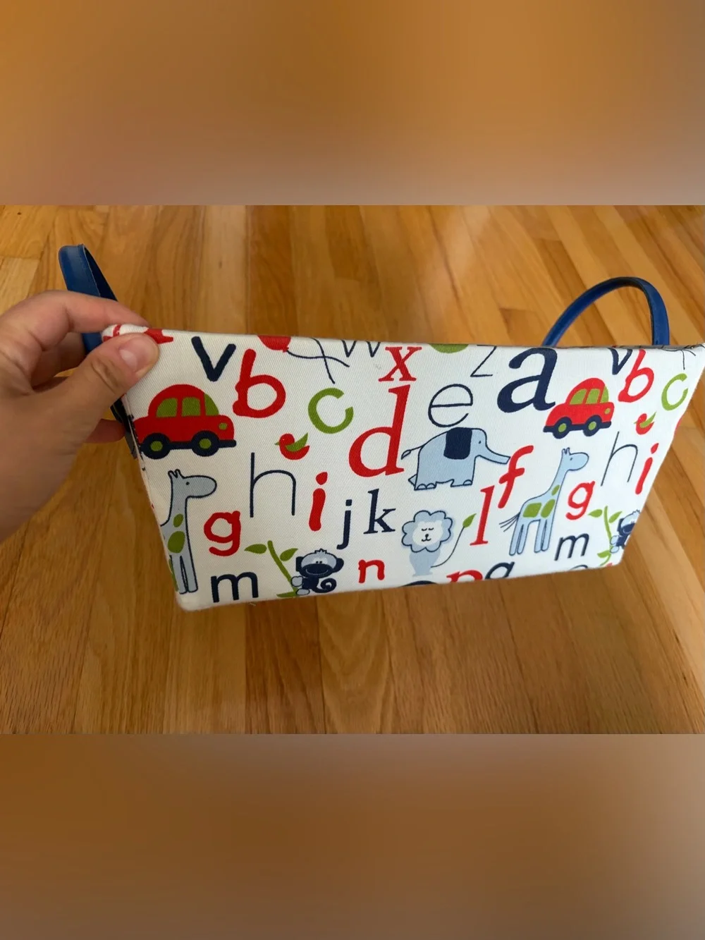 Kids Fabric Storage Bin with Handles | Alphabet & Animal Print Organizer Basket